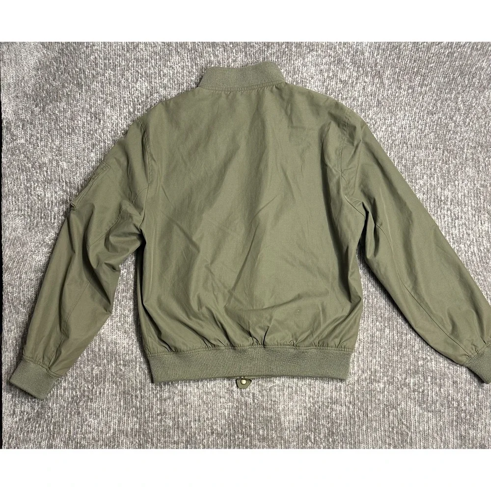 J Crew Jacket Mens Large Green Military Style Bomber Flight Cotton Poplin Zip
